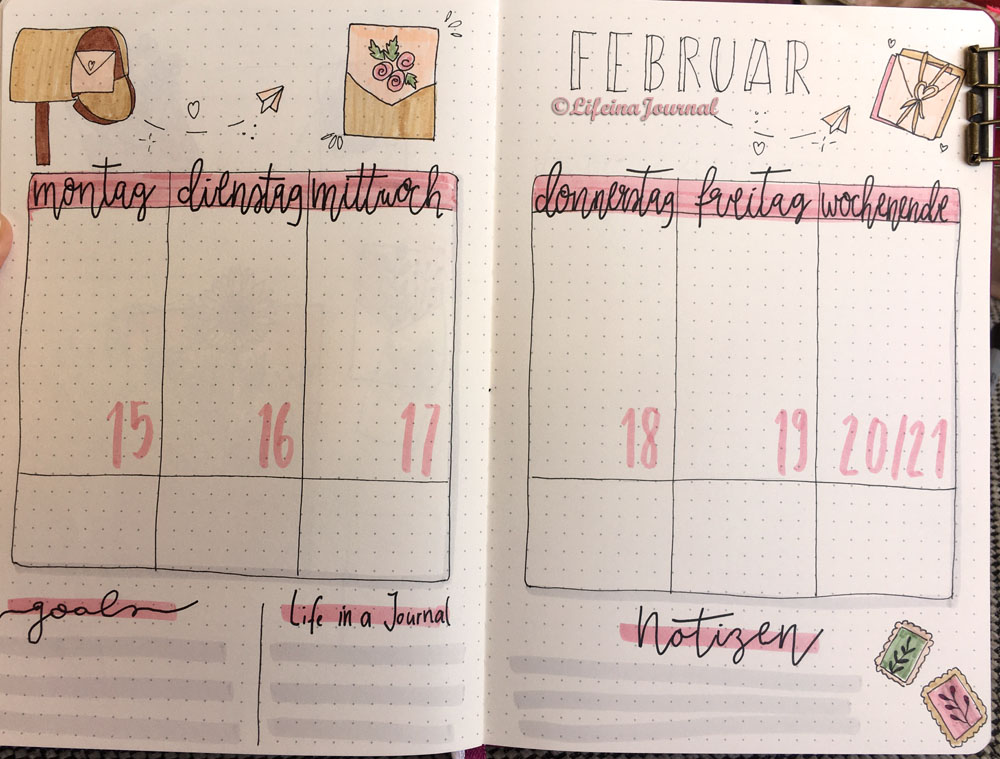bullet journal wochenuebersicht /weekly spread februar